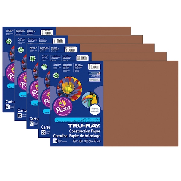 Pacon Tru-Ray Construction Paper, Warm Brown, 12x18in, PK250 P103057 - main